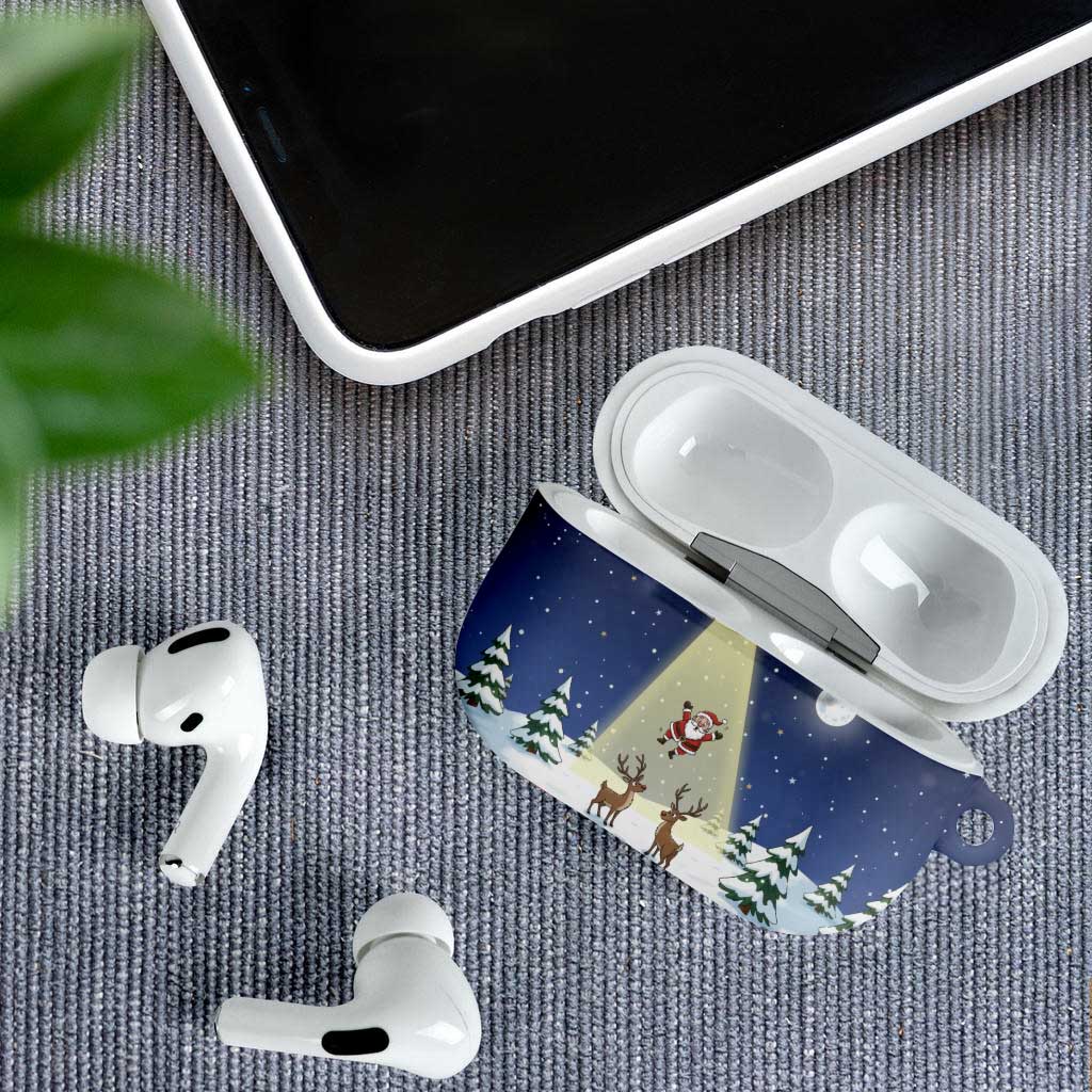 Christmas Alien Pattern with UFO Abduction of Santa Reindeer Snowy Forest AirPods Case Xmas Holiday Patterns - Wonder Print Shop