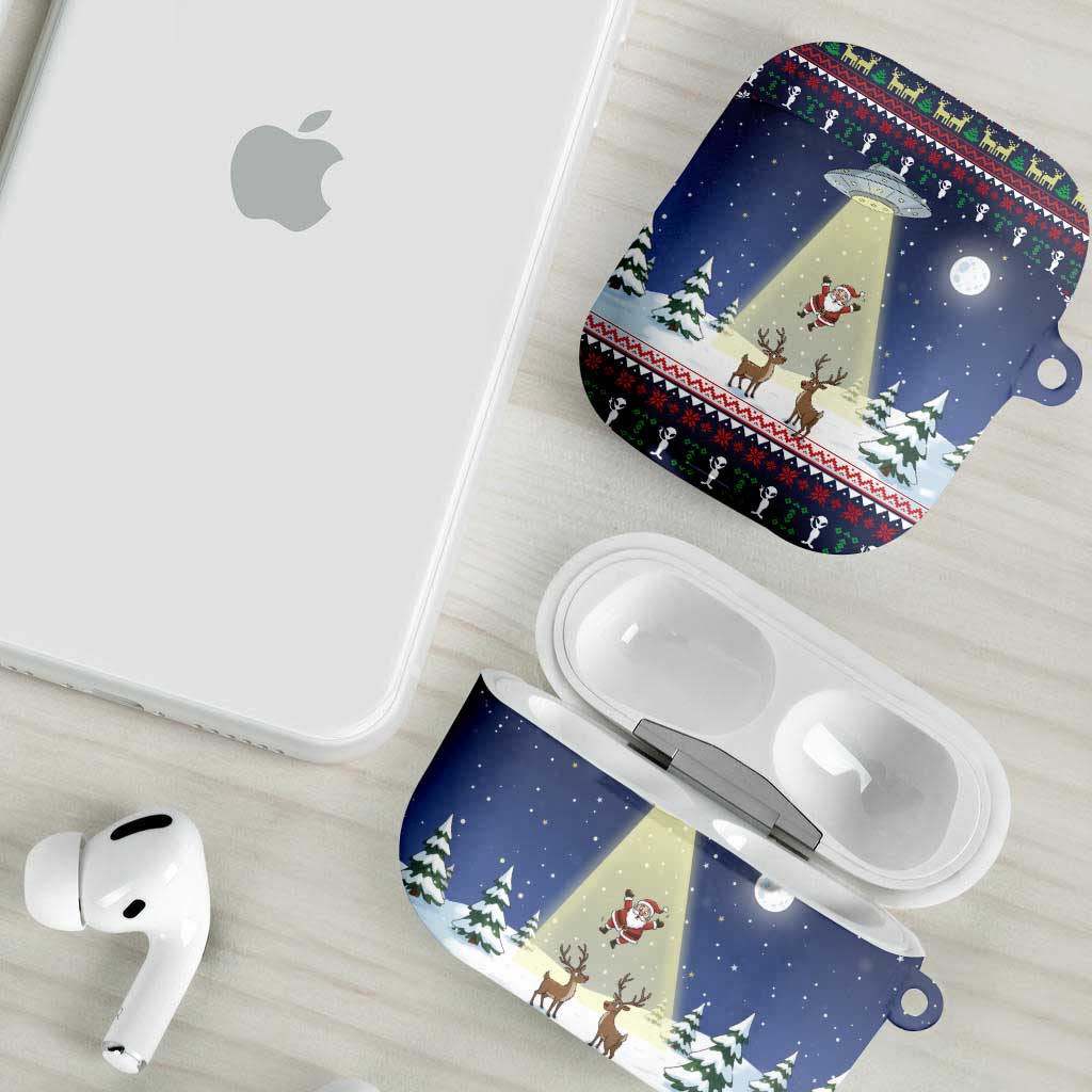 Christmas Alien Pattern with UFO Abduction of Santa Reindeer Snowy Forest AirPods Case Xmas Holiday Patterns - Wonder Print Shop