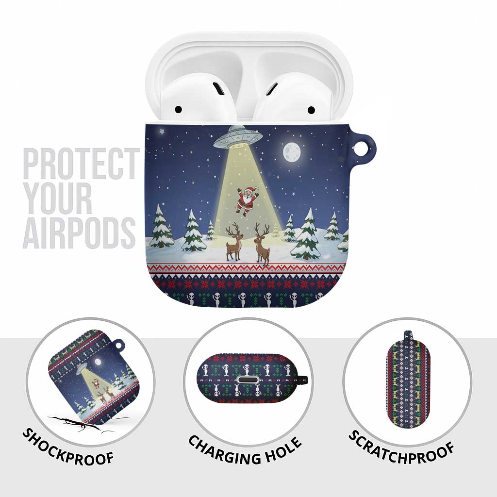 Christmas Alien Pattern with UFO Abduction of Santa Reindeer Snowy Forest AirPods Case Xmas Holiday Patterns - Wonder Print Shop