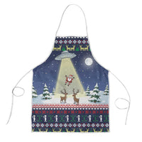 Christmas Alien Pattern with UFO Abduction of Santa Reindeer Snowy Forest Apron Xmas Holiday Patterns - Wonder Print Shop