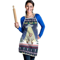 Christmas Alien Pattern with UFO Abduction of Santa Reindeer Snowy Forest Apron Xmas Holiday Patterns - Wonder Print Shop