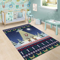 Christmas Alien Pattern with UFO Abduction of Santa Reindeer Snowy Forest Area Rug Xmas Holiday Patterns - Wonder Print Shop