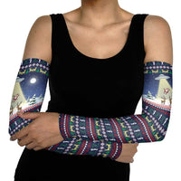 Christmas Alien Pattern with UFO Abduction of Santa Reindeer Snowy Forest Arm Sleeves Xmas Holiday Patterns - Wonder Print Shop