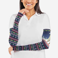 Christmas Alien Pattern with UFO Abduction of Santa Reindeer Snowy Forest Arm Sleeves Xmas Holiday Patterns - Wonder Print Shop