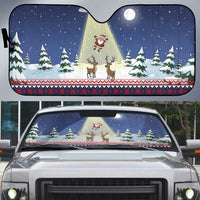 Christmas Alien Pattern with UFO Abduction of Santa Reindeer Snowy Forest Auto Sun Shade Xmas Holiday Patterns - Wonder Print Shop