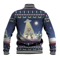 Christmas Alien Pattern with UFO Abduction of Santa Reindeer Snowy Forest Baseball Jacket Xmas Holiday Patterns - Wonder Print Shop