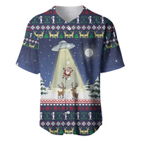 Christmas Alien Pattern with UFO Abduction of Santa Reindeer Snowy Forest Baseball Jersey Xmas Holiday Patterns - Wonder Print Shop