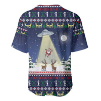 Christmas Alien Pattern with UFO Abduction of Santa Reindeer Snowy Forest Baseball Jersey Xmas Holiday Patterns - Wonder Print Shop