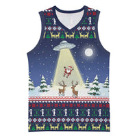 Christmas Alien Pattern with UFO Abduction of Santa Reindeer Snowy Forest Basketball Jersey Xmas Holiday Patterns - Wonder Print Shop