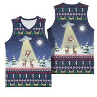 Christmas Alien Pattern with UFO Abduction of Santa Reindeer Snowy Forest Basketball Jersey Xmas Holiday Patterns - Wonder Print Shop