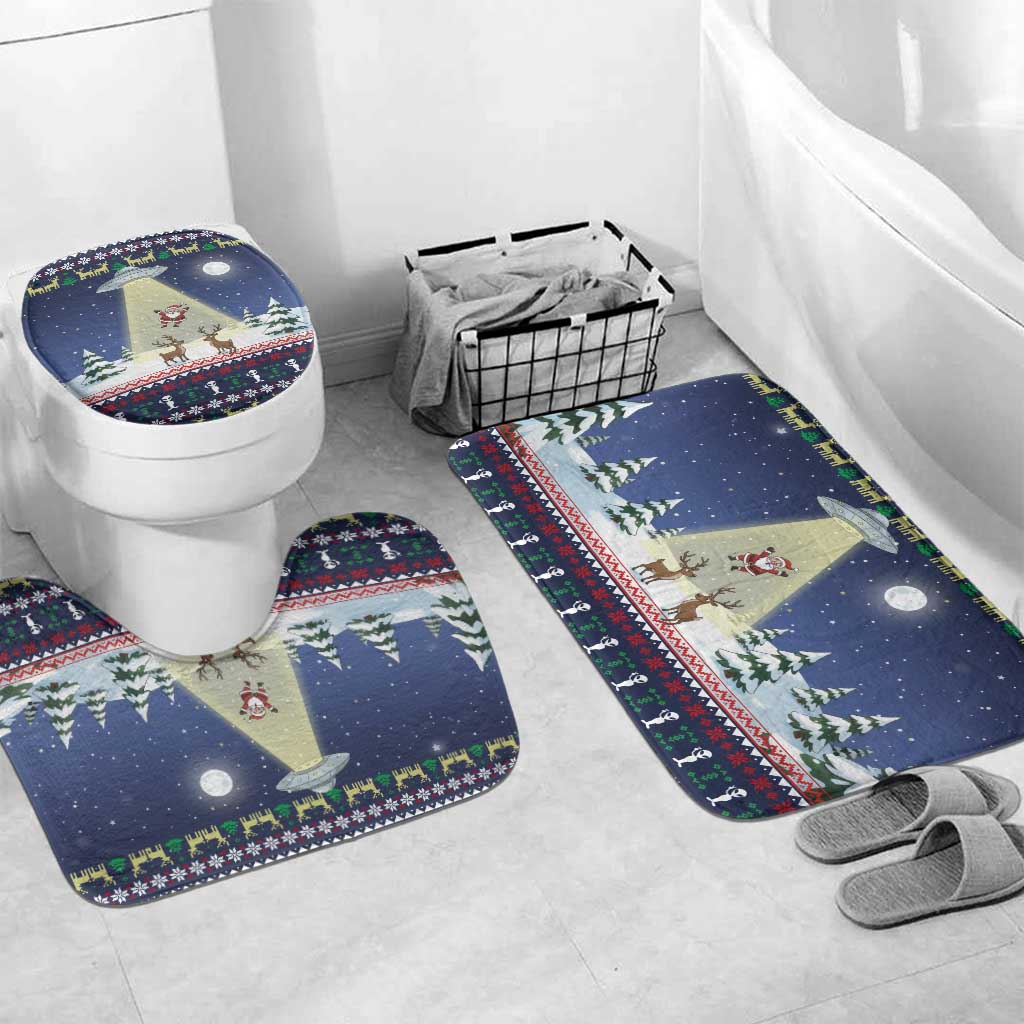 Christmas Alien Pattern with UFO Abduction of Santa Reindeer Snowy Forest Bathroom Set Xmas Holiday Patterns - Wonder Print Shop