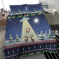 Christmas Alien Pattern with UFO Abduction of Santa Reindeer Snowy Forest Bedding Set Xmas Holiday Patterns - Wonder Print Shop