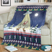 Christmas Alien Pattern with UFO Abduction of Santa Reindeer Snowy Forest Blanket Xmas Holiday Patterns - Wonder Print Shop