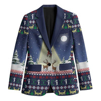 Christmas Alien Pattern with UFO Abduction of Santa Reindeer Snowy Forest Blazer Xmas Holiday Patterns - Wonder Print Shop