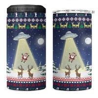 Christmas Alien Pattern with UFO Abduction of Santa Reindeer Snowy Forest 4 in 1 Can Cooler Tumbler Xmas Holiday Patterns - Wonder Print Shop