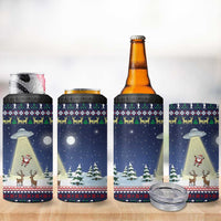 Christmas Alien Pattern with UFO Abduction of Santa Reindeer Snowy Forest 4 in 1 Can Cooler Tumbler Xmas Holiday Patterns - Wonder Print Shop