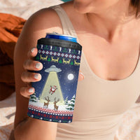 Christmas Alien Pattern with UFO Abduction of Santa Reindeer Snowy Forest 4 in 1 Can Cooler Tumbler Xmas Holiday Patterns - Wonder Print Shop