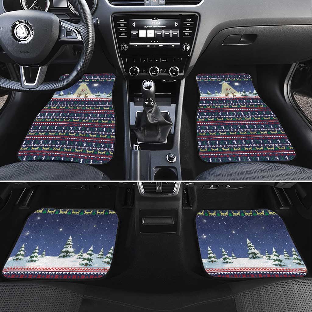 Christmas Alien Pattern with UFO Abduction of Santa Reindeer Snowy Forest Car Mats Xmas Holiday Patterns - Wonder Print Shop