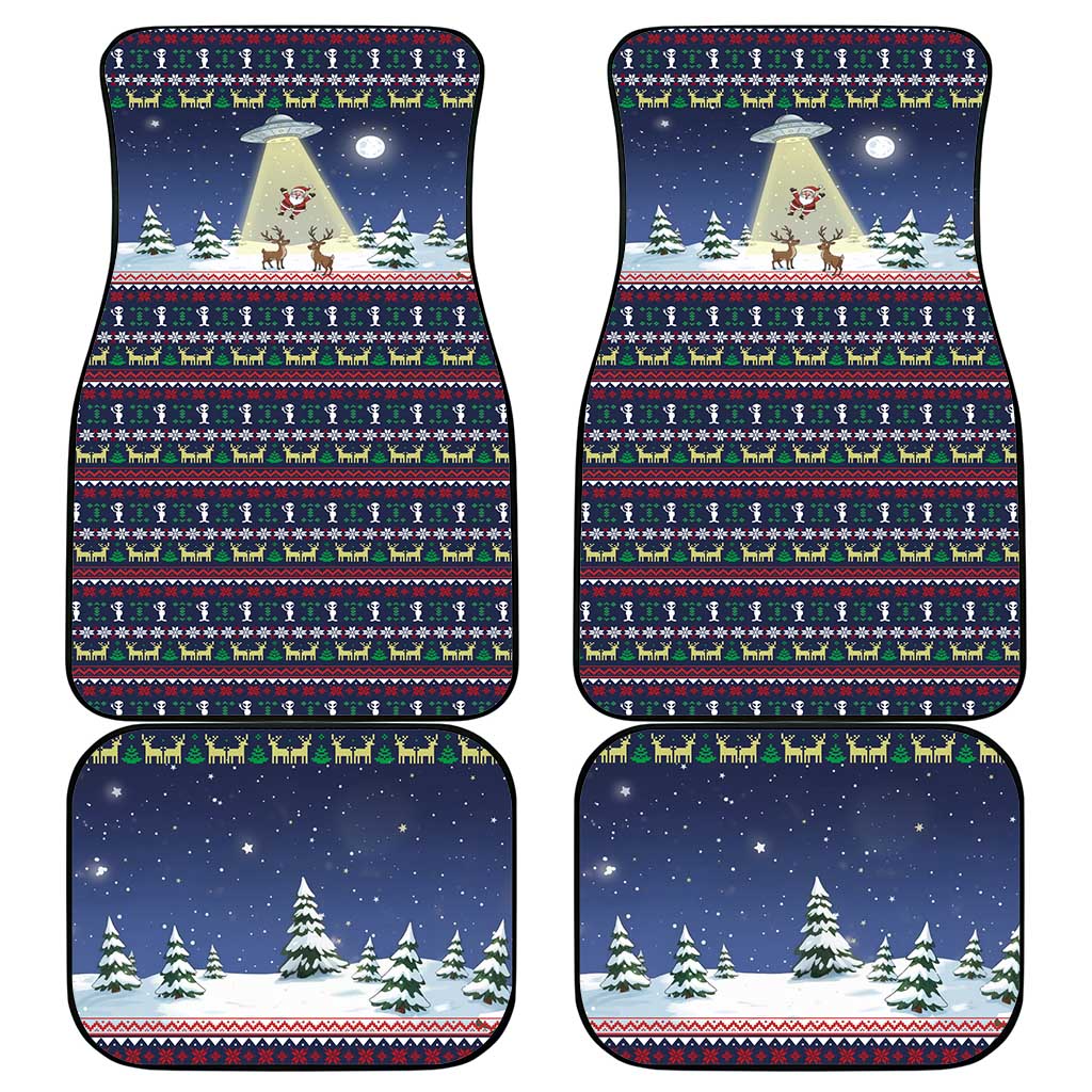 Christmas Alien Pattern with UFO Abduction of Santa Reindeer Snowy Forest Car Mats Xmas Holiday Patterns - Wonder Print Shop