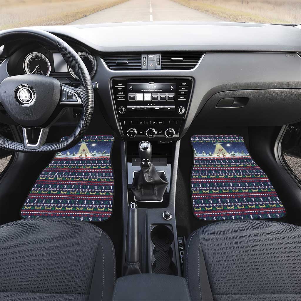 Christmas Alien Pattern with UFO Abduction of Santa Reindeer Snowy Forest Car Mats Xmas Holiday Patterns - Wonder Print Shop