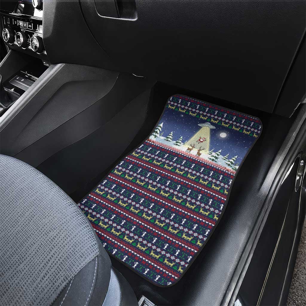 Christmas Alien Pattern with UFO Abduction of Santa Reindeer Snowy Forest Car Mats Xmas Holiday Patterns - Wonder Print Shop
