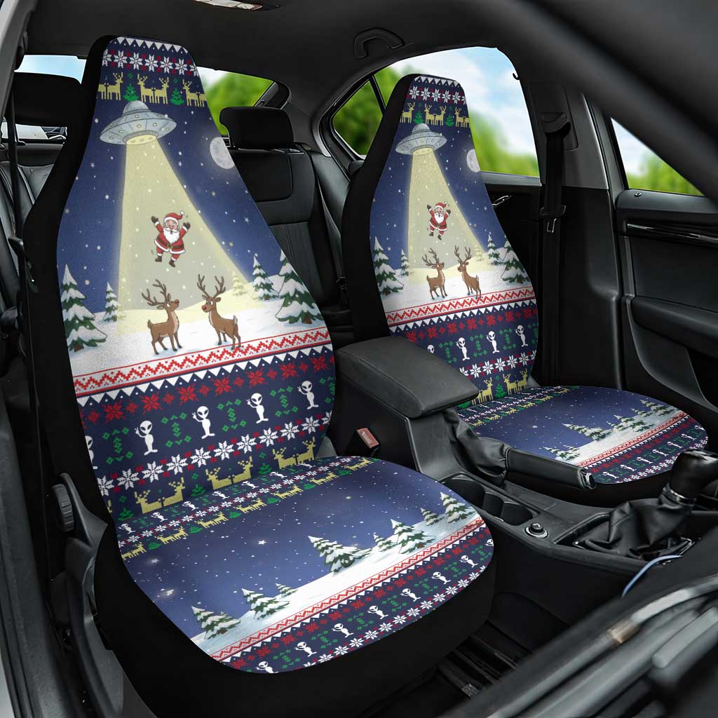 Christmas Alien Pattern with UFO Abduction of Santa Reindeer Snowy Forest Car Seat Cover Xmas Holiday Patterns - Wonder Print Shop