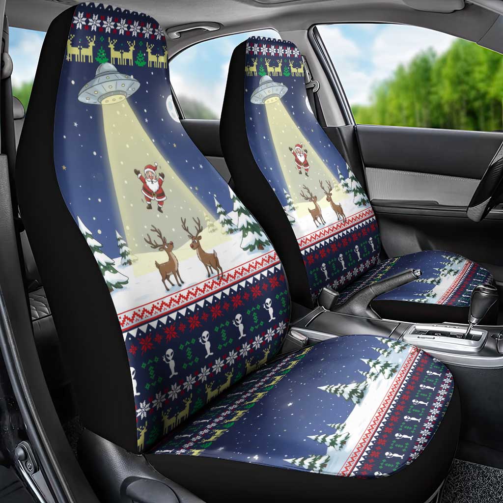 Christmas Alien Pattern with UFO Abduction of Santa Reindeer Snowy Forest Car Seat Cover Xmas Holiday Patterns - Wonder Print Shop