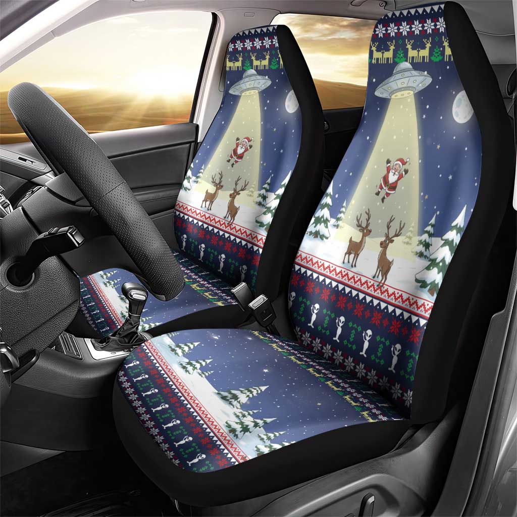 Christmas Alien Pattern with UFO Abduction of Santa Reindeer Snowy Forest Car Seat Cover Xmas Holiday Patterns - Wonder Print Shop