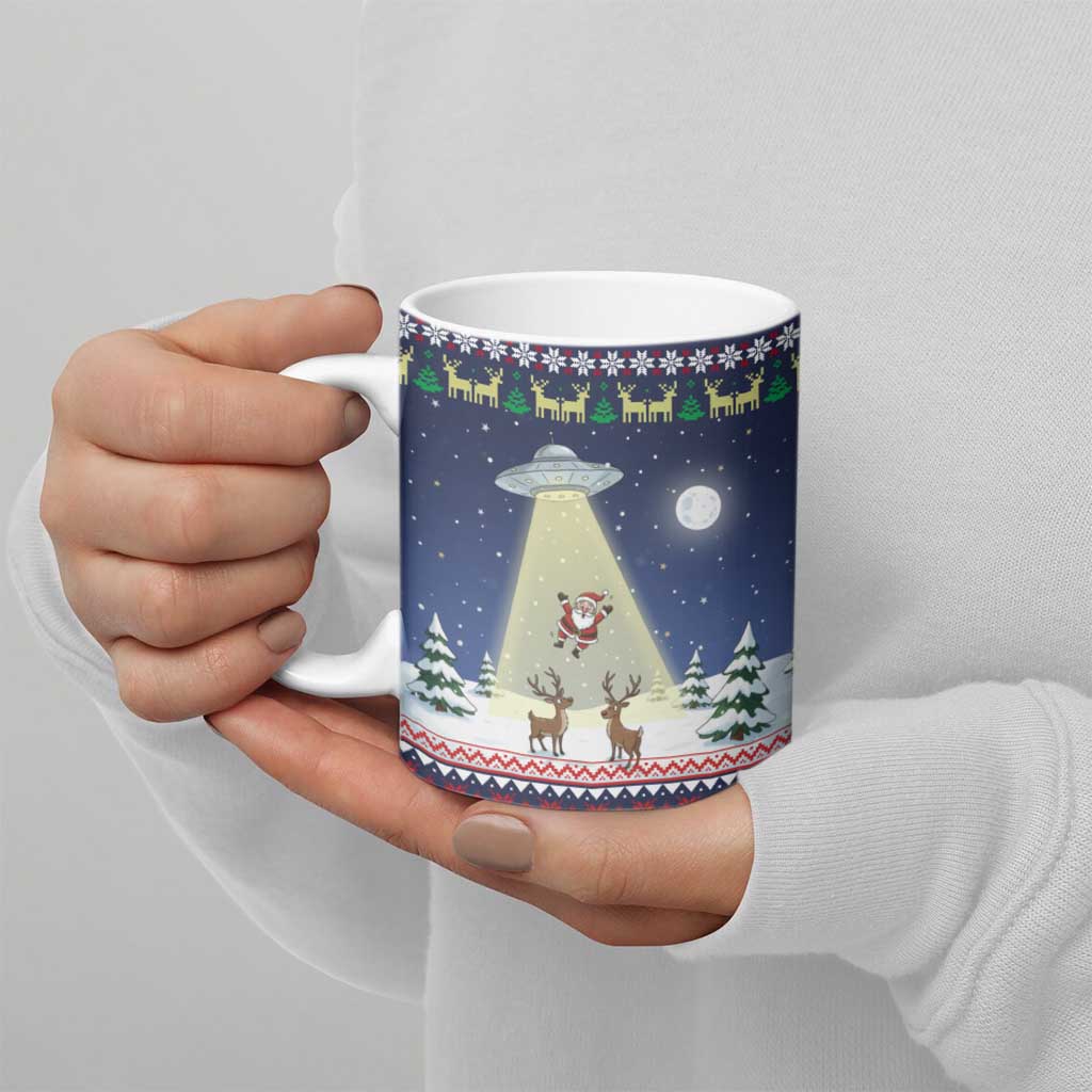 Christmas Alien Pattern with UFO Abduction of Santa Reindeer Snowy Forest Ceramic Mug Xmas Holiday Patterns - Wonder Print Shop