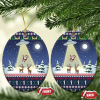 Christmas Alien Pattern with UFO Abduction of Santa Reindeer Snowy Forest Ceramic Ornament Xmas Holiday Patterns - Wonder Print Shop