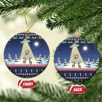 Christmas Alien Pattern with UFO Abduction of Santa Reindeer Snowy Forest Ceramic Ornament Xmas Holiday Patterns - Wonder Print Shop