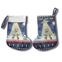 Christmas Alien Pattern with UFO Abduction of Santa Reindeer Snowy Forest Christmas Stocking Xmas Holiday Patterns - Wonder Print Shop