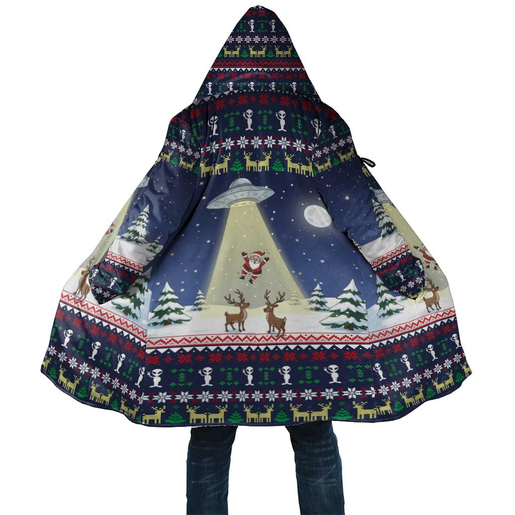 Christmas Alien Pattern with UFO Abduction of Santa Reindeer Snowy Forest Cloak Xmas Holiday Patterns - Wonder Print Shop