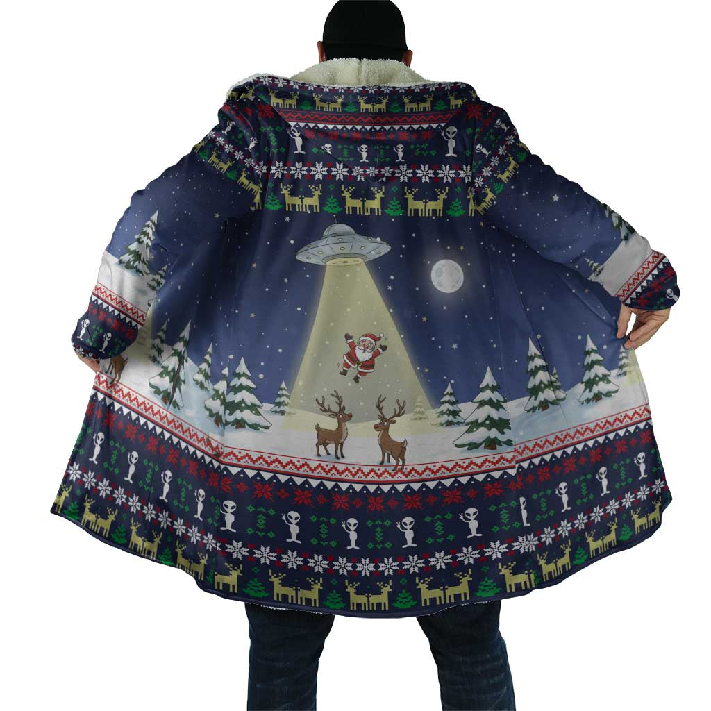 Christmas Alien Pattern with UFO Abduction of Santa Reindeer Snowy Forest Cloak Xmas Holiday Patterns - Wonder Print Shop