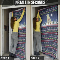 Christmas Alien Pattern with UFO Abduction of Santa Reindeer Snowy Forest Door Cover Xmas Holiday Patterns - Wonder Print Shop