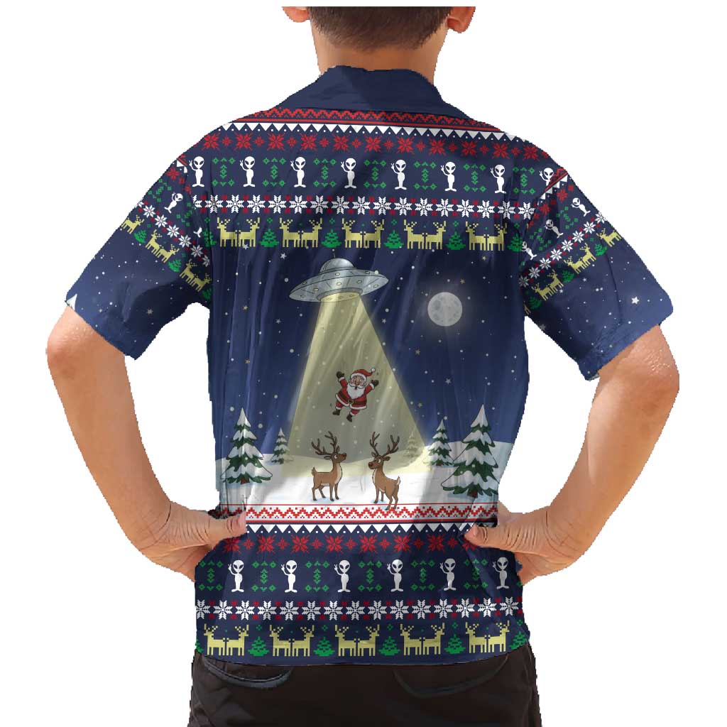 Christmas Alien Pattern with UFO Abduction of Santa Reindeer Snowy Forest Family Matching Mermaid Dress and Hawaiian Shirt Xmas Holiday Patterns - Wonder Print Shop
