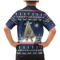 Christmas Alien Pattern with UFO Abduction of Santa Reindeer Snowy Forest Family Matching Mermaid Dress and Hawaiian Shirt Xmas Holiday Patterns - Wonder Print Shop