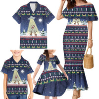 Christmas Alien Pattern with UFO Abduction of Santa Reindeer Snowy Forest Family Matching Mermaid Dress and Hawaiian Shirt Xmas Holiday Patterns - Wonder Print Shop