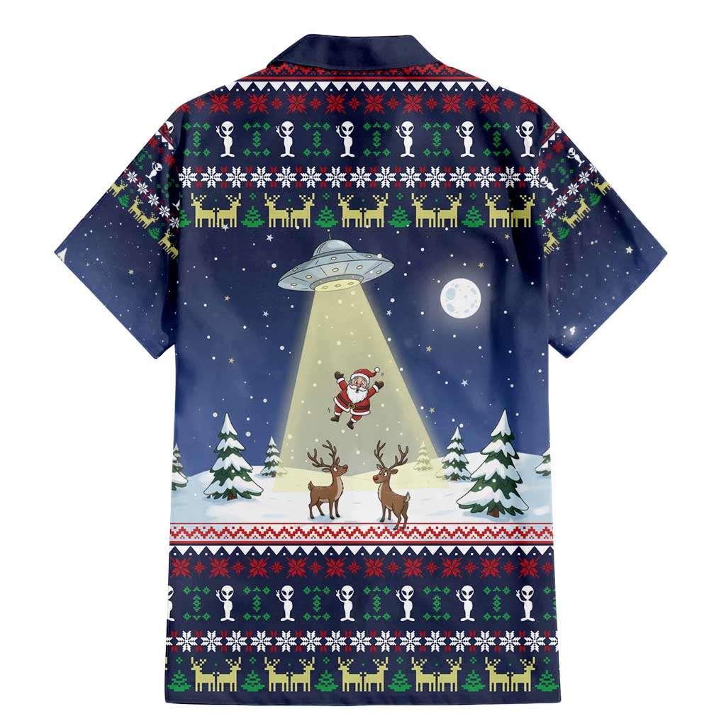Christmas Alien Pattern with UFO Abduction of Santa Reindeer Snowy Forest Family Matching Mermaid Dress and Hawaiian Shirt Xmas Holiday Patterns - Wonder Print Shop