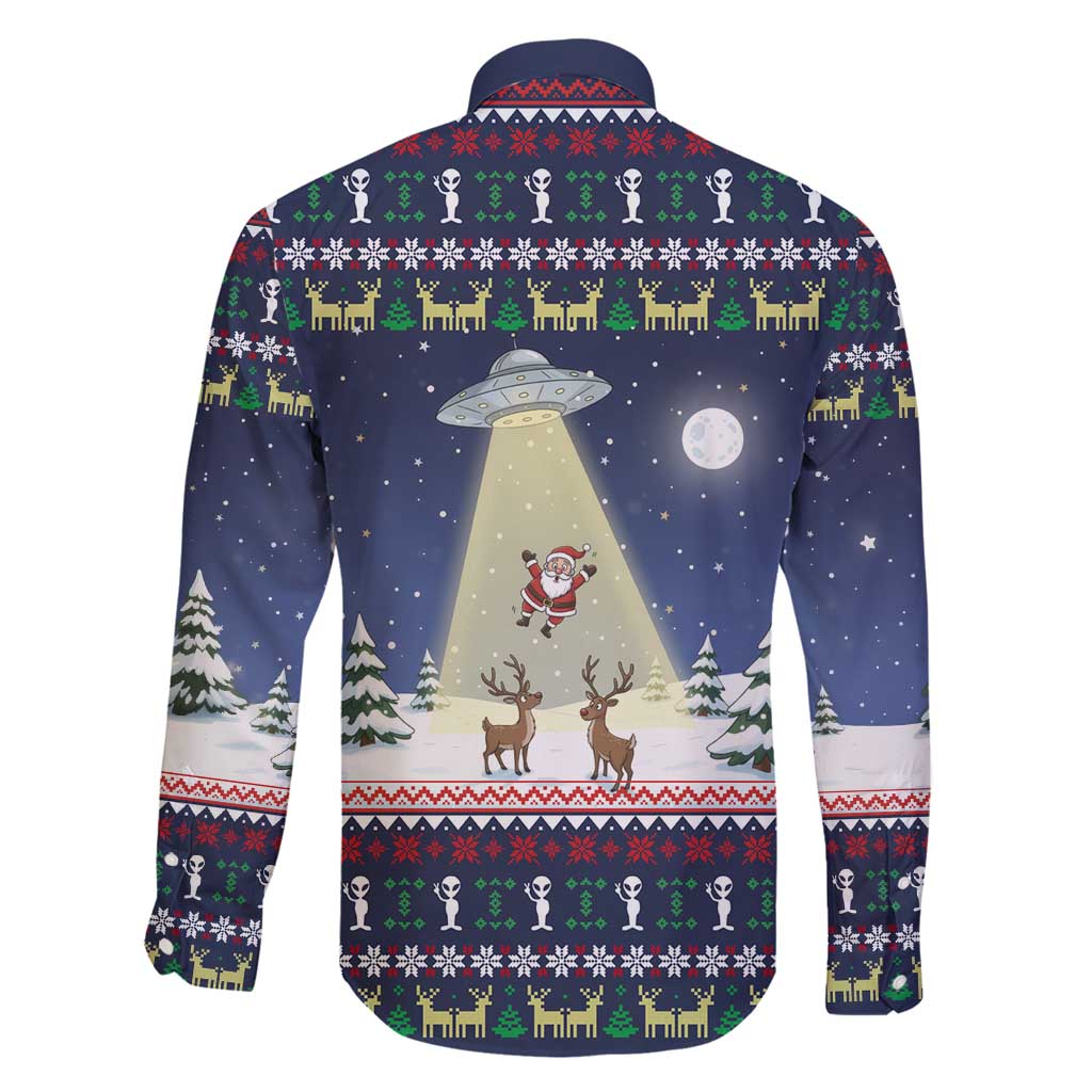 Christmas Alien Pattern with UFO Abduction of Santa Reindeer Snowy Forest Family Matching Mermaid Dress and Hawaiian Shirt Xmas Holiday Patterns - Wonder Print Shop