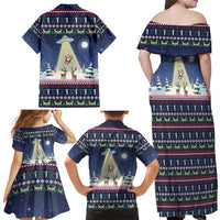 Christmas Alien Pattern with UFO Abduction of Santa Reindeer Snowy Forest Family Matching Off Shoulder Maxi Dress and Hawaiian Shirt Xmas Holiday Patterns - Wonder Print Shop