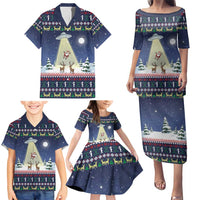 Christmas Alien Pattern with UFO Abduction of Santa Reindeer Snowy Forest Family Matching Puletasi and Hawaiian Shirt Xmas Holiday Patterns - Wonder Print Shop