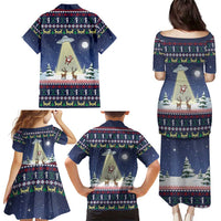 Christmas Alien Pattern with UFO Abduction of Santa Reindeer Snowy Forest Family Matching Puletasi and Hawaiian Shirt Xmas Holiday Patterns - Wonder Print Shop
