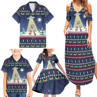 Christmas Alien Pattern with UFO Abduction of Santa Reindeer Snowy Forest Family Matching Summer Maxi Dress and Hawaiian Shirt Xmas Holiday Patterns - Wonder Print Shop