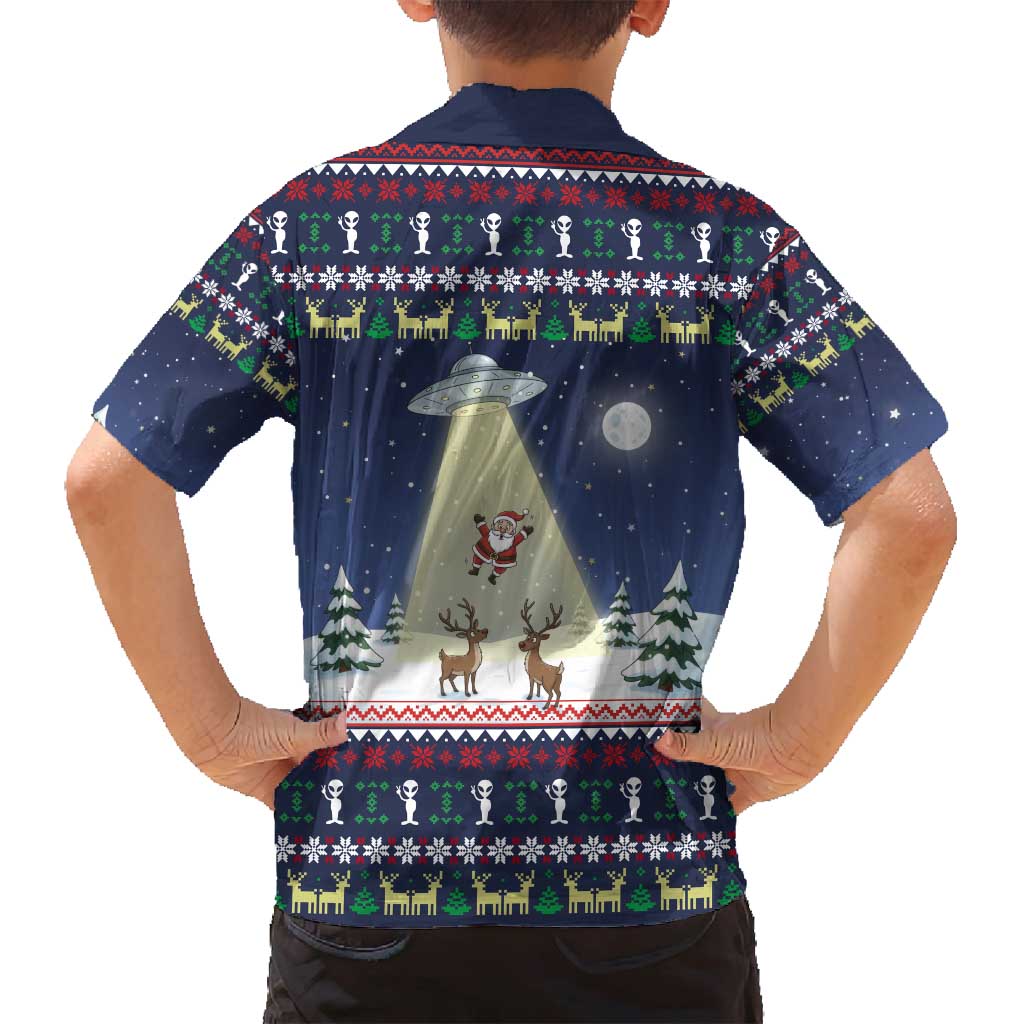 Christmas Alien Pattern with UFO Abduction of Santa Reindeer Snowy Forest Family Matching Tank Maxi Dress and Hawaiian Shirt Xmas Holiday Patterns - Wonder Print Shop