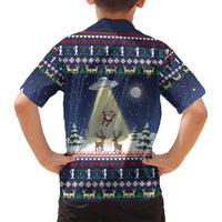 Christmas Alien Pattern with UFO Abduction of Santa Reindeer Snowy Forest Family Matching Tank Maxi Dress and Hawaiian Shirt Xmas Holiday Patterns - Wonder Print Shop