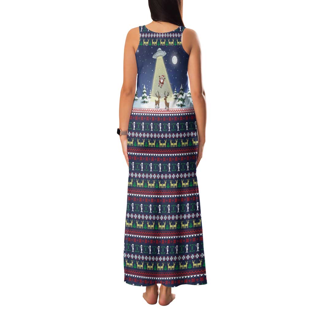 Christmas Alien Pattern with UFO Abduction of Santa Reindeer Snowy Forest Family Matching Tank Maxi Dress and Hawaiian Shirt Xmas Holiday Patterns - Wonder Print Shop