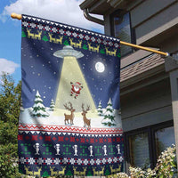 Christmas Alien Pattern with UFO Abduction of Santa Reindeer Snowy Forest Garden Flag Xmas Holiday Patterns - Wonder Print Shop