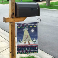 Christmas Alien Pattern with UFO Abduction of Santa Reindeer Snowy Forest Garden Flag Xmas Holiday Patterns - Wonder Print Shop