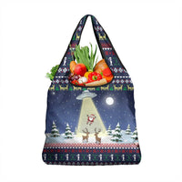 Christmas Alien Pattern with UFO Abduction of Santa Reindeer Snowy Forest Grocery Bag Xmas Holiday Patterns - Wonder Print Shop